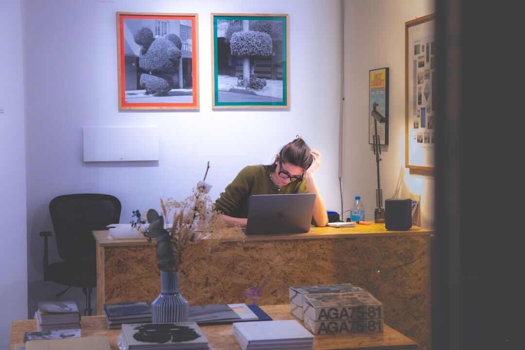 Reception desk in a modern editorial office