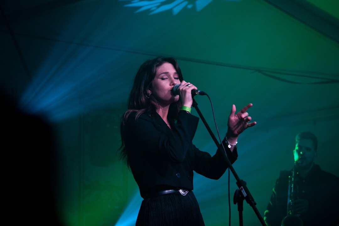 female singer on stage performing