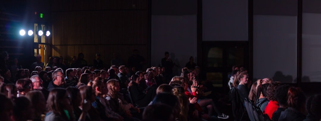 Award ceremony stage with lights and audience