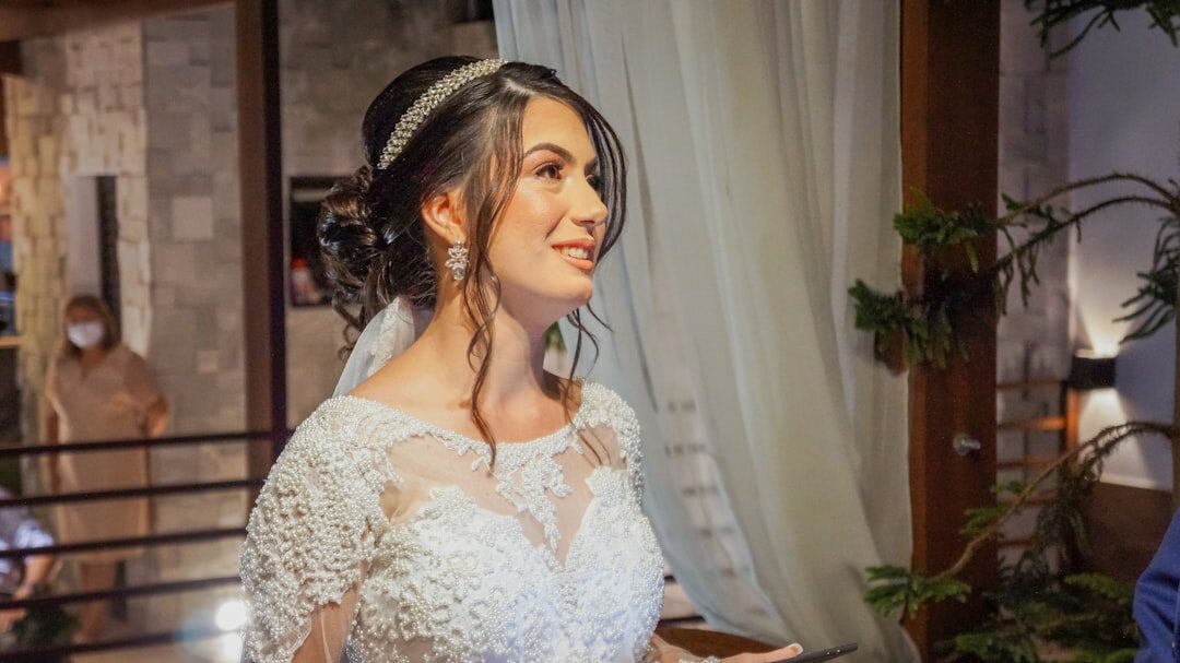 bride in elegant wedding dress